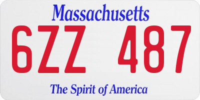 MA license plate 6ZZ487