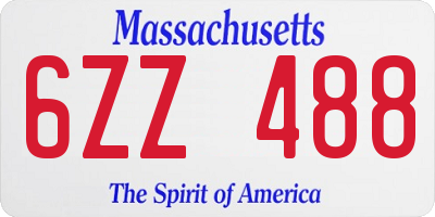 MA license plate 6ZZ488