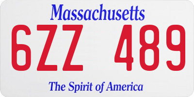 MA license plate 6ZZ489