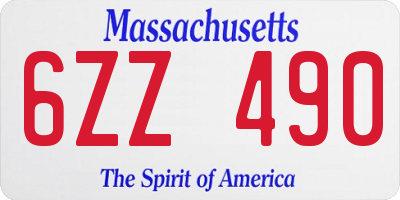 MA license plate 6ZZ490