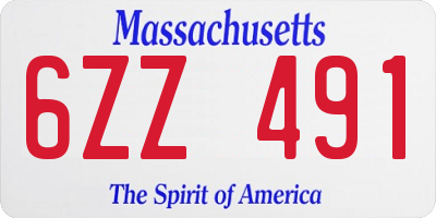 MA license plate 6ZZ491