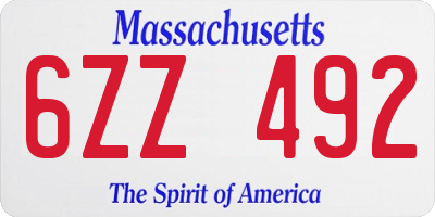 MA license plate 6ZZ492