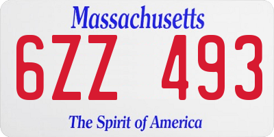 MA license plate 6ZZ493