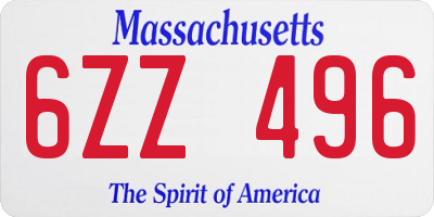 MA license plate 6ZZ496