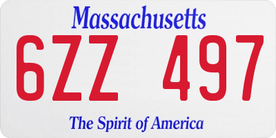 MA license plate 6ZZ497