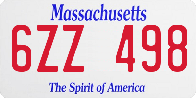 MA license plate 6ZZ498
