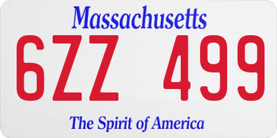 MA license plate 6ZZ499
