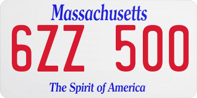 MA license plate 6ZZ500