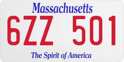 MA license plate 6ZZ501