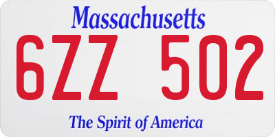 MA license plate 6ZZ502