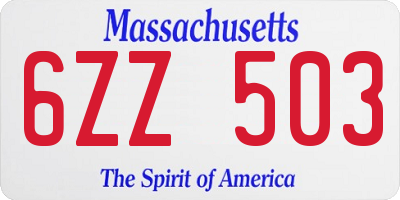 MA license plate 6ZZ503