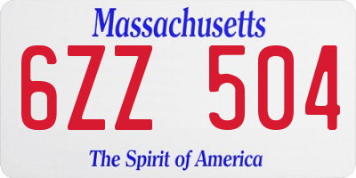 MA license plate 6ZZ504