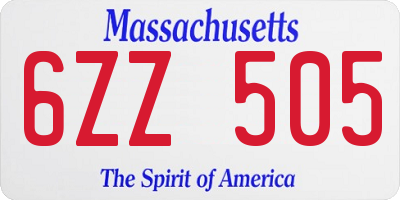 MA license plate 6ZZ505