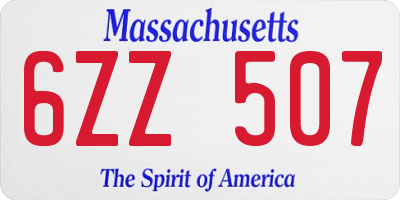 MA license plate 6ZZ507