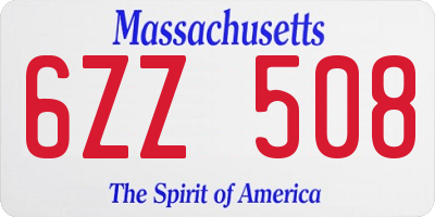 MA license plate 6ZZ508