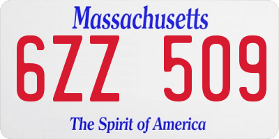 MA license plate 6ZZ509