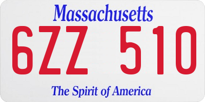 MA license plate 6ZZ510