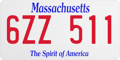 MA license plate 6ZZ511