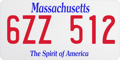 MA license plate 6ZZ512