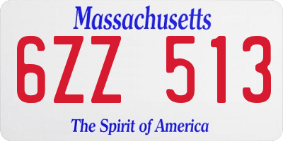 MA license plate 6ZZ513