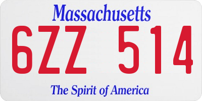 MA license plate 6ZZ514