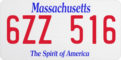 MA license plate 6ZZ516