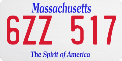 MA license plate 6ZZ517