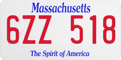 MA license plate 6ZZ518