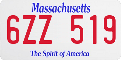 MA license plate 6ZZ519