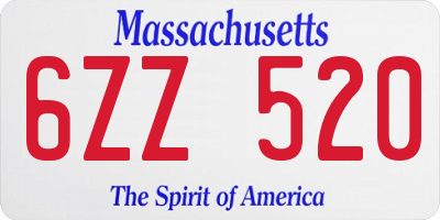 MA license plate 6ZZ520