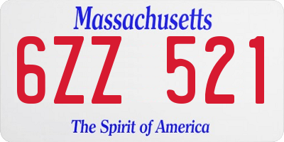 MA license plate 6ZZ521