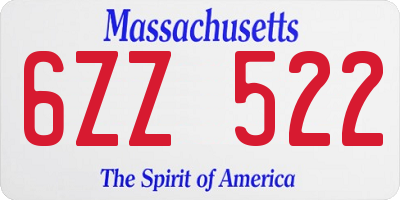 MA license plate 6ZZ522