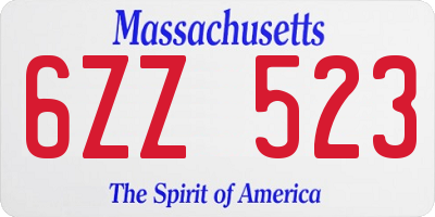 MA license plate 6ZZ523