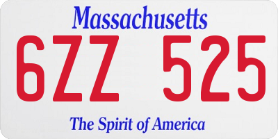 MA license plate 6ZZ525