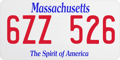 MA license plate 6ZZ526