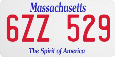 MA license plate 6ZZ529