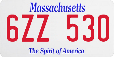 MA license plate 6ZZ530