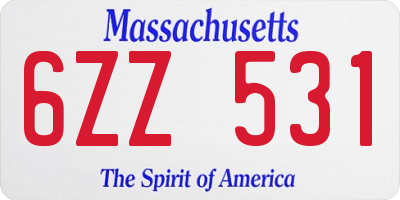 MA license plate 6ZZ531