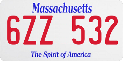 MA license plate 6ZZ532