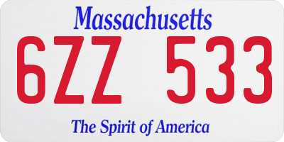 MA license plate 6ZZ533