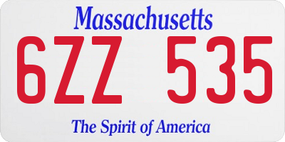 MA license plate 6ZZ535
