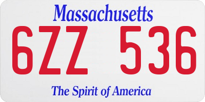 MA license plate 6ZZ536
