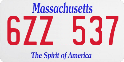 MA license plate 6ZZ537