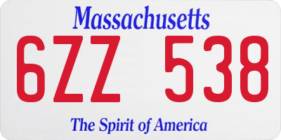 MA license plate 6ZZ538