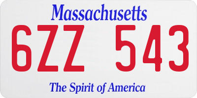 MA license plate 6ZZ543