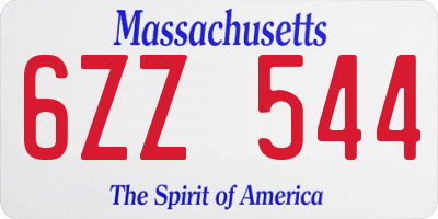 MA license plate 6ZZ544