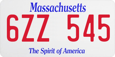MA license plate 6ZZ545