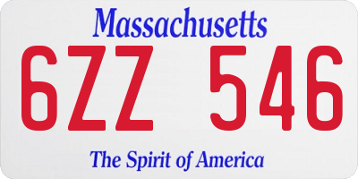 MA license plate 6ZZ546