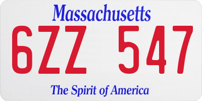 MA license plate 6ZZ547