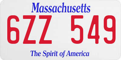 MA license plate 6ZZ549